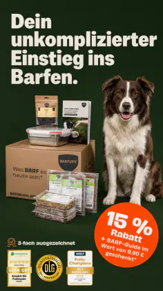 Barfer's static: “Dein unkomplizierter Einstieg ins Barfen.”