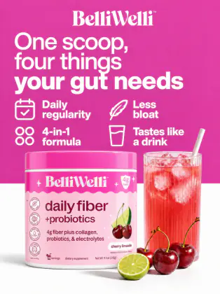 BelliWelli static: “One scoop, four things your gut needs”