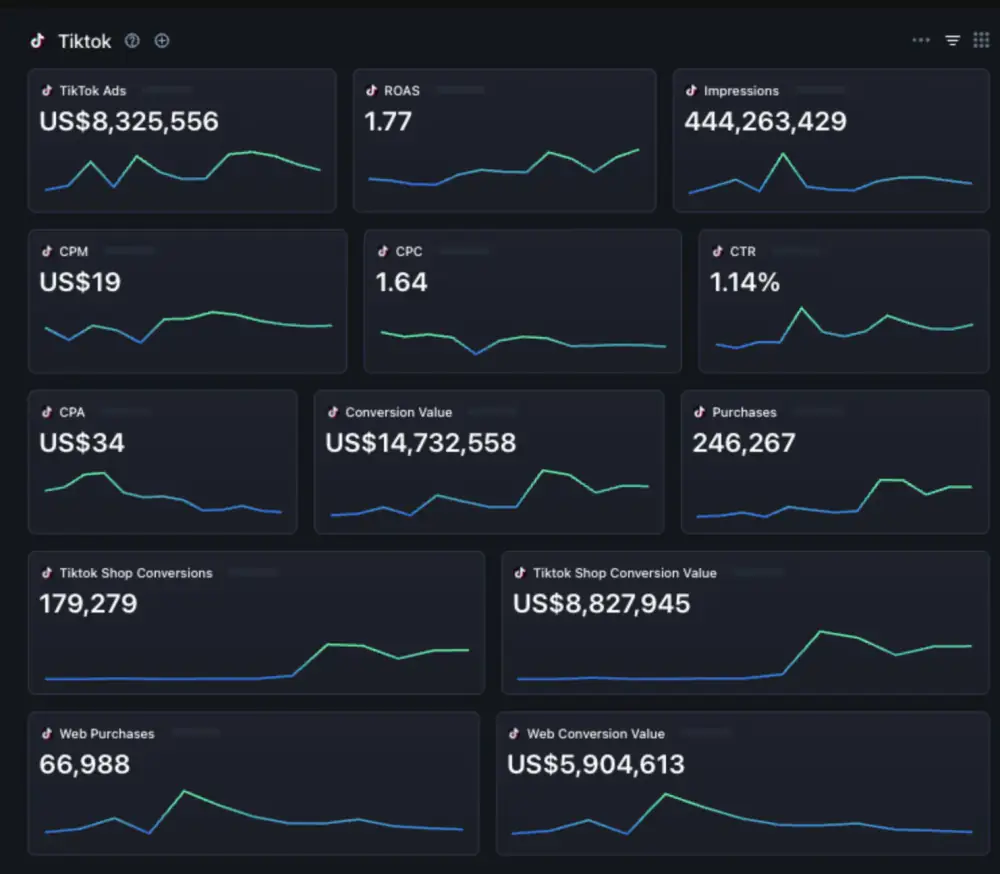Triple Whale TikTok, $8.33M spent